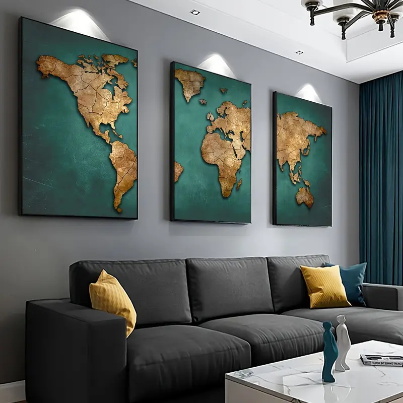 Interior Design Sketch - Mapa del mundo Retro 3 unids/set