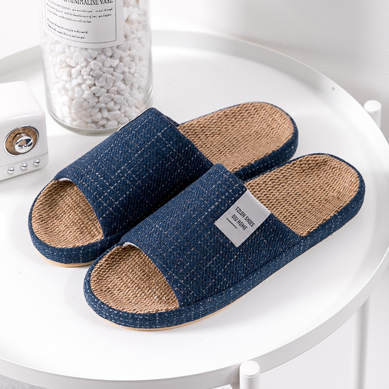 Linen Roller Blind - Pantuflas de Lino Transpirables para Hombre,
