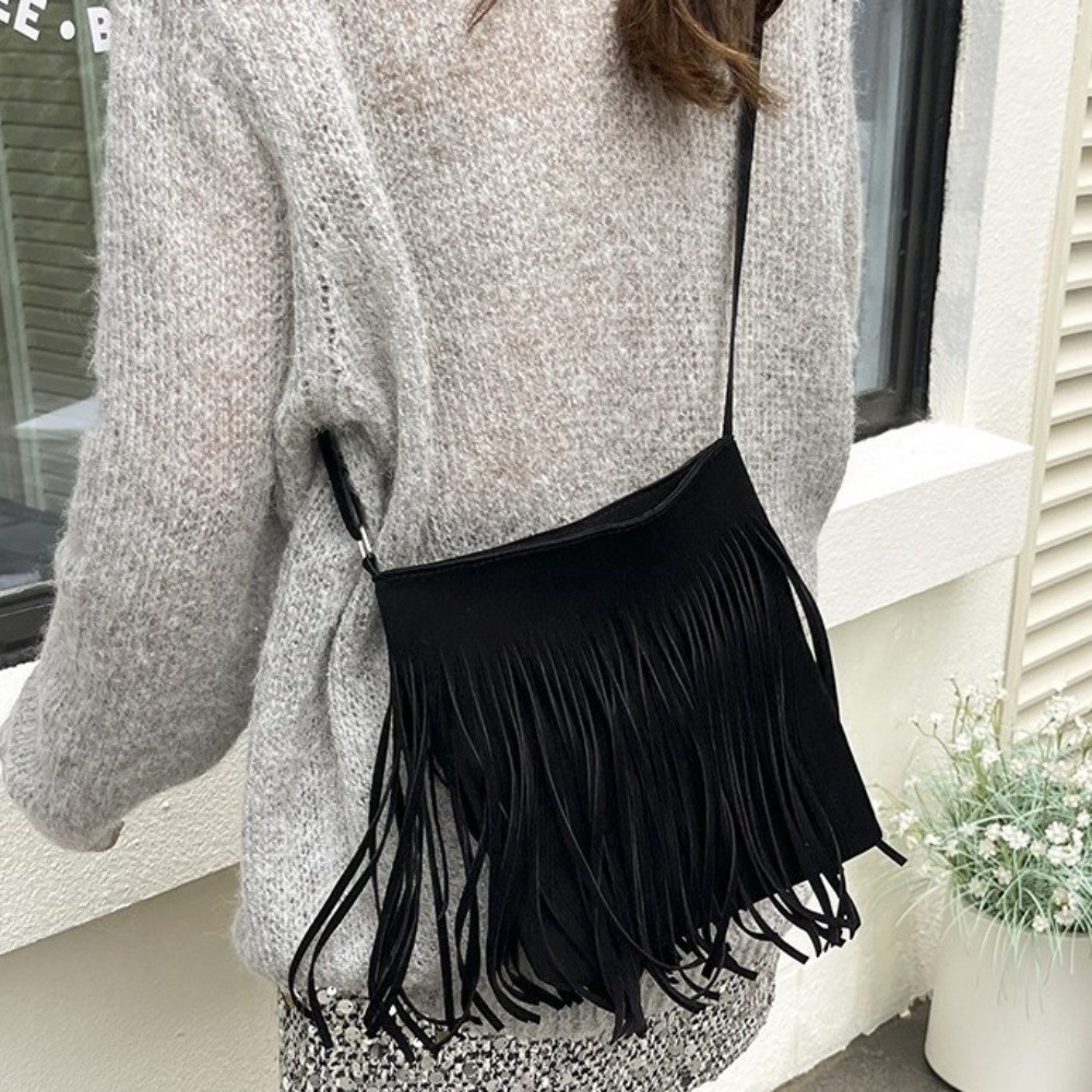 Interior Design Vintage Style - Bolso Bandolera Retro con Borlas, Gran