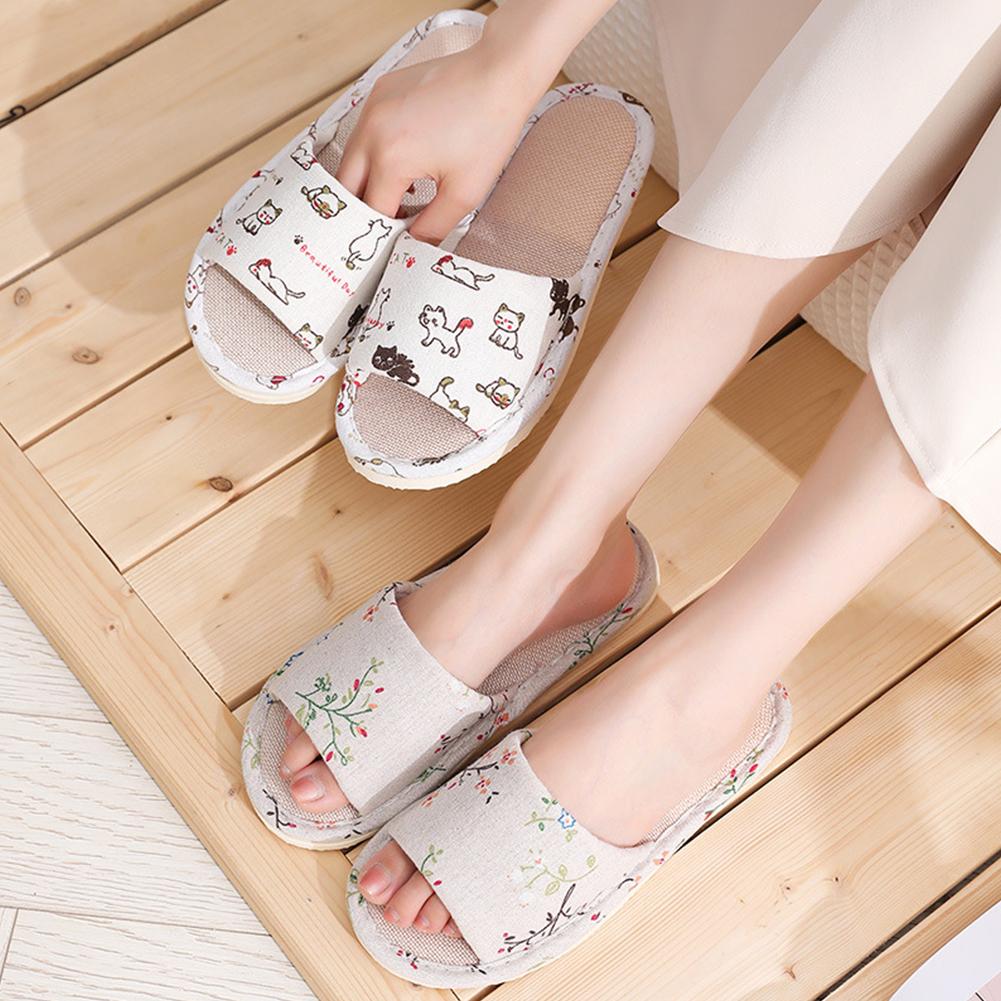 Linen Roller Blind - Pantuflas de Lino para Mujer, Pantuflas