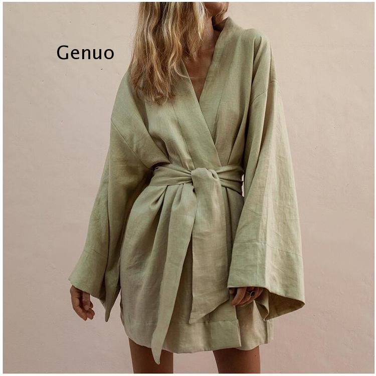 Linen Roller Blind - Vestido corto de lino y algodón