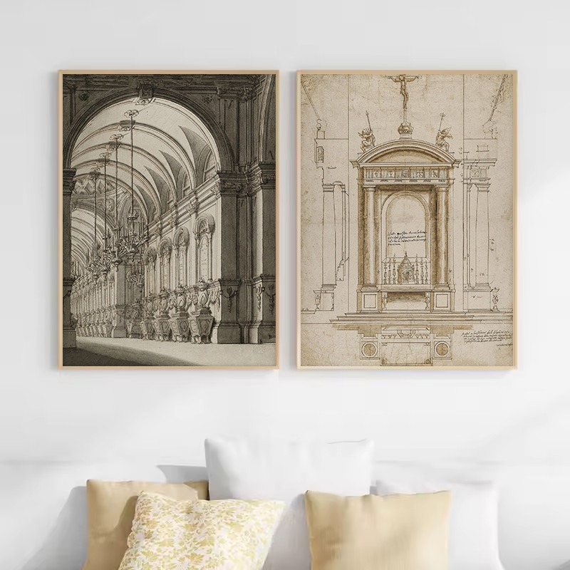 Dibujo vintage, boceto geométr - Interior Design Sketch reseña y precio